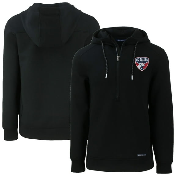 Men's Cutter & Buck Black FC Dallas Roam Eco Half-Zip Recycled Pullover Hoodie