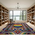 thumbnail image 2 of ODIKA Bold Border Motif Lgbt Welcome Interlocking Doormat Striped Door Playful Foldable Easy Care for Master Suite, California King, Under Bed, 2 of 7