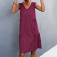thumbnail image 5 of HAPIMO Women's Mini Loose Hoody Dress Solid Color Summer Beach Retro Short Sleeve Boho Holiday Elegant Leisure Hat V Neck Sundress for Girls Purple S, 5 of 6