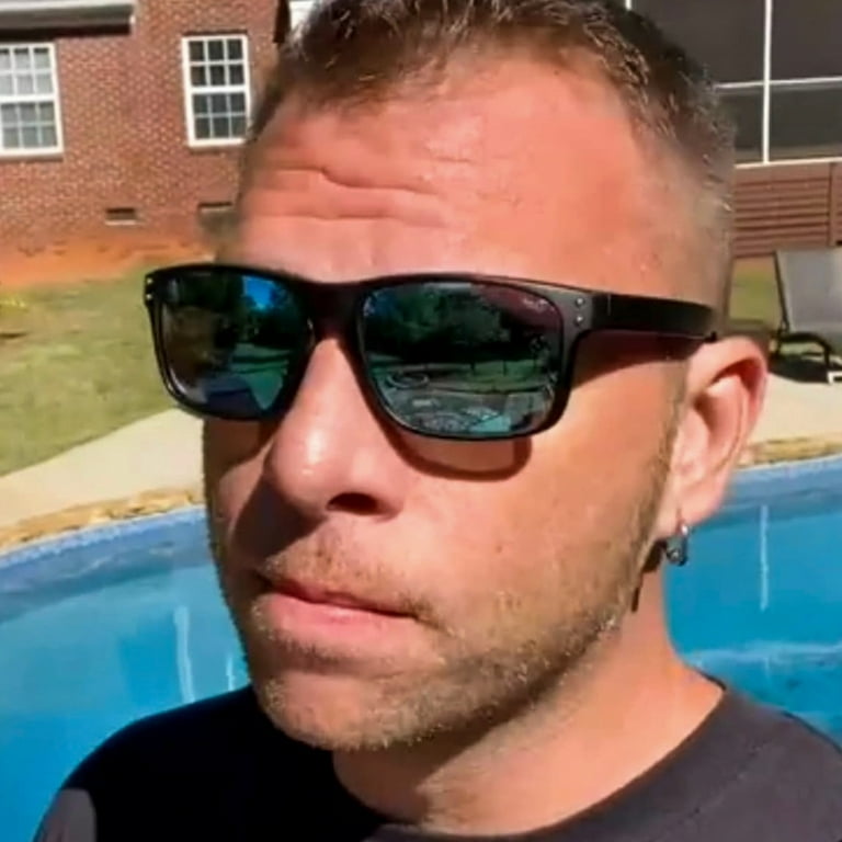Black Square Frame Mirrored Blue Reflective UV Protection