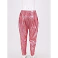 thumbnail image 4 of YIZYIF Kids Girls Boys Shiny Metallic Trousers Gymnastics Athletic Harem Pants Jazz Hip Hop Dance Costume, 4 of 7