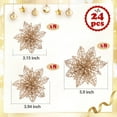 thumbnail image 3 of Naler 24 Pcs Christmas Glitter Artificial Poinsettia Flowers, Christmas Tree Wreaths Wedding Ornaments, Champagne, 3/4/6 Inch, 3 of 8