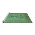 thumbnail image 2 of Ahgly Company Machine Washable Indoor Round Oriental Turquoise Blue Industrial Area Rugs, 5' Round, 2 of 4