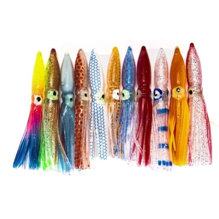 Tibvox 20Pcs Fishing Squids Skirts Octopuses Lure Soft Fishing Baits Saltwater Trolling Lure Artificial Baits Fishing Tackle