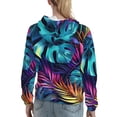 thumbnail image 7 of Uemuo Colorful Tropical Leaves Pattern Women's Hoodie with Eye-catching Drawstrings- Casual Pullover Hoodie with Kangaroo Pocket, Stylish Hooded Sweatshirt-Medium, 7 of 7