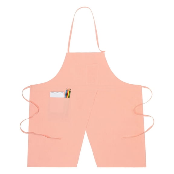 Unique Bargains Farmhouse Durable Cotton Apron with Pockets 32.4x31.9in Pink