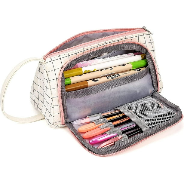 Portable Pencil Case Large Capacity School Pencil CaseKawaii Children High School School Supplies with Handle, Gift for Daughter&Son Pencil Case, Pink