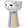 thumbnail image 3 of Bjrn Wiinblad Eva Porcelain Vase Pink & Blue Whimsical 9.2"H Glazed Figure, 3 of 6