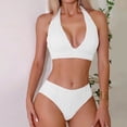thumbnail image 3 of Efsteb Bikinis Sets for Women Fashion Halter Spaghetti Strap Backless Bikini Sets Two Piece Swim Suit Solid Color Bathing Suits Swimwear (White,L), 3 of 7