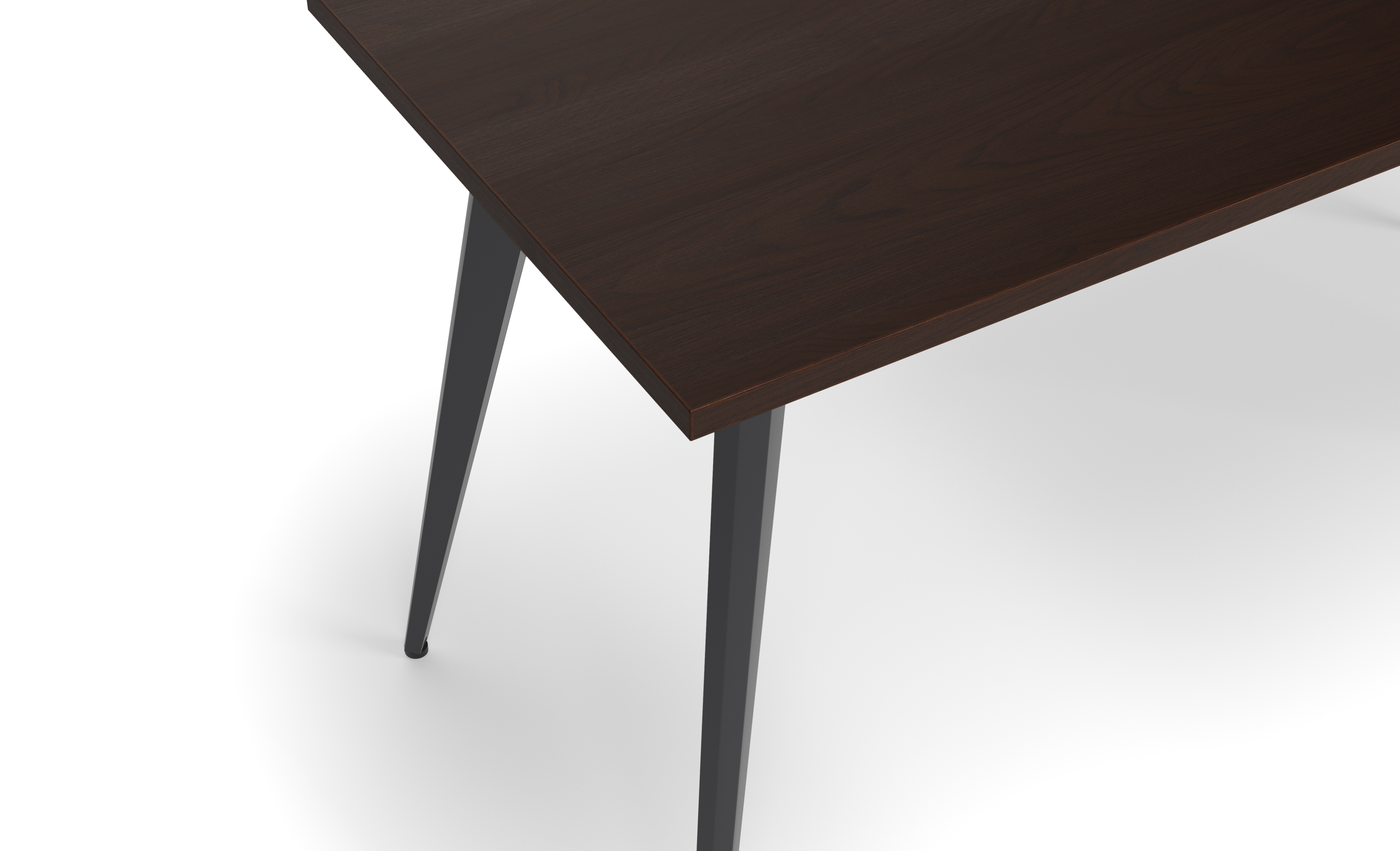 HON Basyx 55” Commercial-Grade Executive Desk, Angled Metal Legs, in Charcoal/Walnut (BSX55MPLCMW)