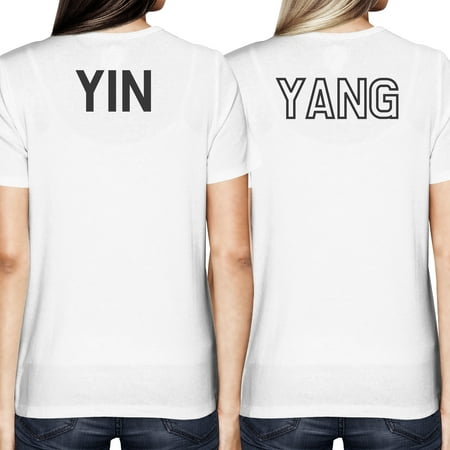 Asian Yin and Yang Matching Best Friend BFF Women's White T-shirt Back (Best Asian Woman To Marry)