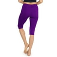 thumbnail image 3 of Stretch Is Comfort Women's Oh so Soft Knee Length Leggings Purple Small, 3 of 6