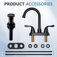thumbnail image 5 of Matte Black Bathroom Sink Faucet, 2 Handle Bathroom Faucet 4 Inch Centerset Bathroom Faucet 3 Hole with Pop-up Drain and Supply Lines, Stainless Steel 360 Swivel Spout, Lead-Free, 5 of 7
