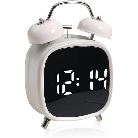 Alarm Clock, Twin Bell Alarm Clock, Loud Creative Alarm Clocks with Three Levels of Brightness, Small Digital Clock with Battery Operated, Suitable for Living Room, Bedroom, and Study Room (white)