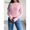 thumbnail image 5 of Novedad 2024 en Y2K, top corto de manga larga sin espalda en color rosa para mujer, camiseta de punto acanalado a la moda, camiseta de color sólido, ropa de Stranger Things, 5 of 5