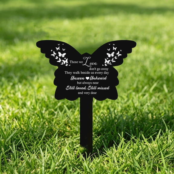 Memorial Stake Plaque, Stainless Steel Grave Decorations, 8X6 Inch Outdoor Yard Decor, Pet Memorial Gifts, Angel Wing Shaped Garden Stake with Engraved Heartfelt Remembrance