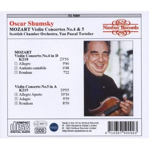 Mozart / Shumsky / Tortelier - Mozart VLN Ctos 4 & 5 - Music & Performance - CD