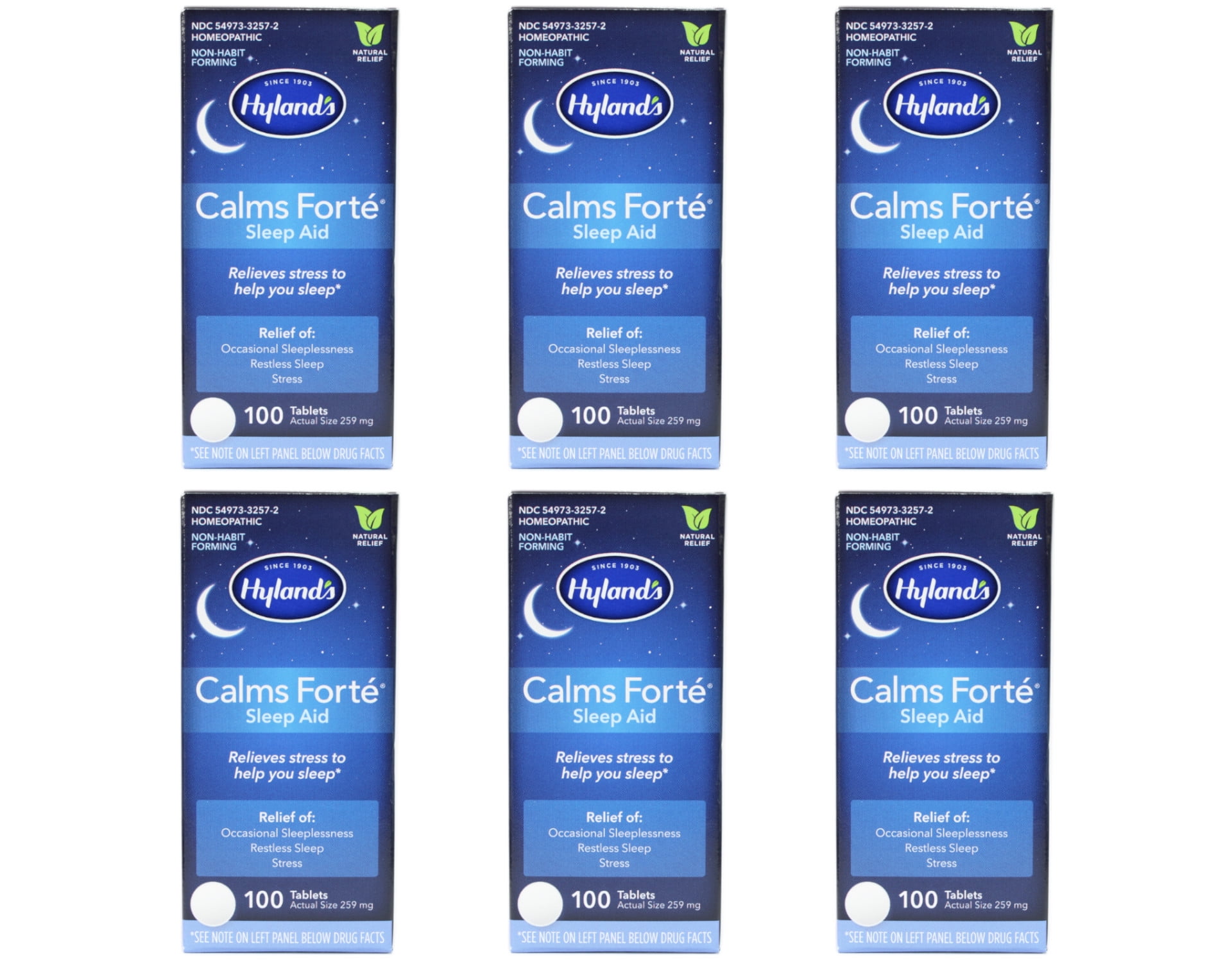 Hyland's Calms Forte Homeopathic Sleep Aid (6 Bottles = 600 Tablets
