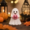 thumbnail image 5 of Light-Up Ghost Figurine Holding Pink Pumpkin, Resin Halloween Ghost Statue, Spooky Desktop Ornament for Shelf Mantel Gothic Home Decor, 5 of 5