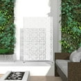 thumbnail image 2 of Elevens Decorative Privacy Screen Outdoor Divider with Stand Metal Corten Steel 75" x 48" x 16" White, 2 of 5