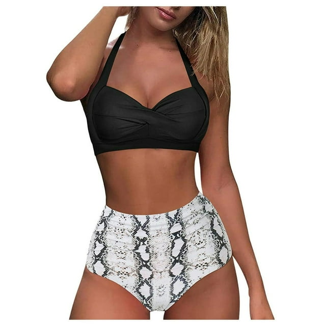 Maillots de Bain une Pièce pour Femmes Maillot de Bain Aguichant pour Femmes à Poitrine Haute Contraste Dégradé Bikini Deux Pièces