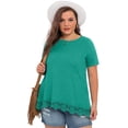 thumbnail image 3 of Cueply Plus Size Tops for Women Summer Casual Womens Short Sleeve Crew Neck Lace Shirts Tunic Blouses, 3 of 6