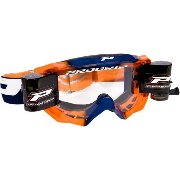 Pro Grip 3200 Venin MX Lunettes de Protection Tout-Terrain avec Système Roll-Off Bleu/orange Fluo