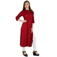 thumbnail image 4 of Bimba Women Maroon Rayon Straight Kurta Kurti Casual Summer Indian Ethnic Tunic, 4 of 7