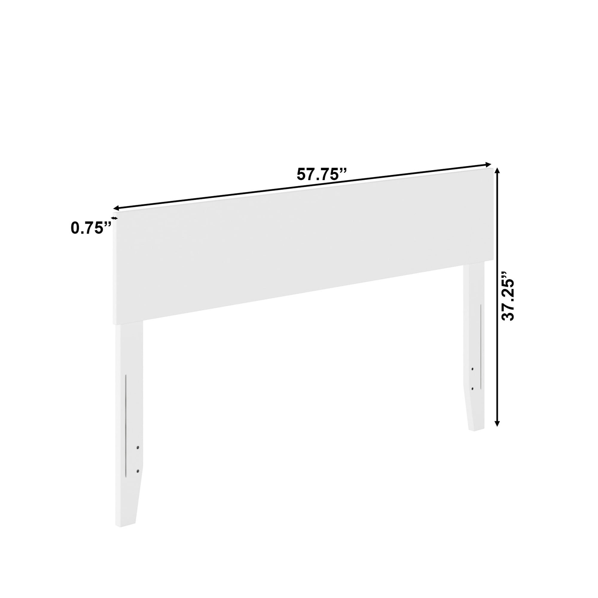 AFI Orlando Full Modern Solid Wood Panel Headboard with Attachable Charger, White