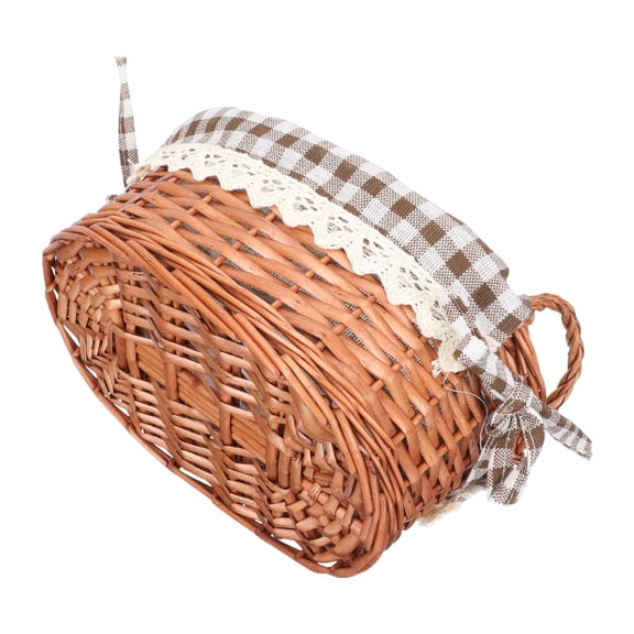 NICEXMAS Multi-Color Rattan Storage Basket with Cotton Linen Liner for Home Organization and Decorative Sundries