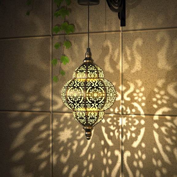 Hanging Solar Lights Outdoor Garden Decor Solar Lantern Waterproof Plastic Moroccan Outdoor Decorations for Patio