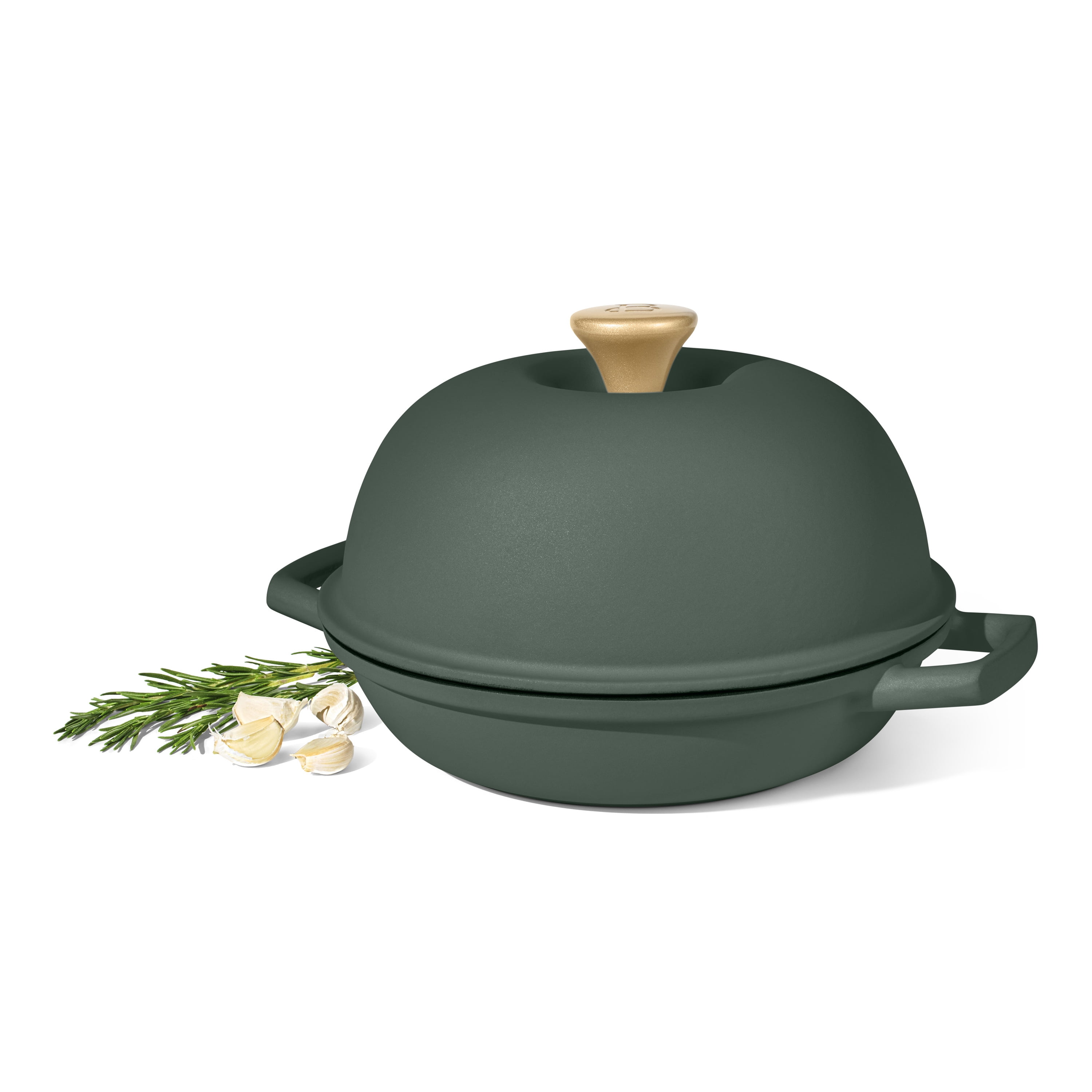 Beautiful Enameled Cast Iron Bread Oven by Drew Barrymore, 10 in, Round, 5 qt, Thyme Green