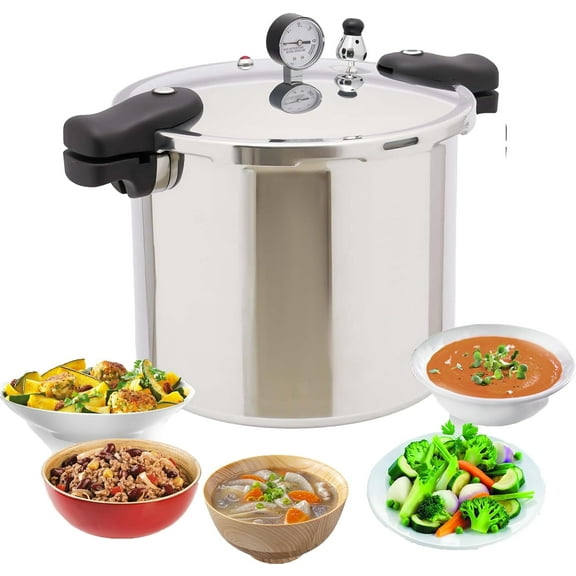 Pressure Cooker, 23 Quart Large Pressure Canner, Pressure Gauge & Pressure Regulator,Anti-scald Handle and Silicone Ring,Suitable for Canning, Steaming, and Stewing - Aluminium,Large Capacity,90kpa