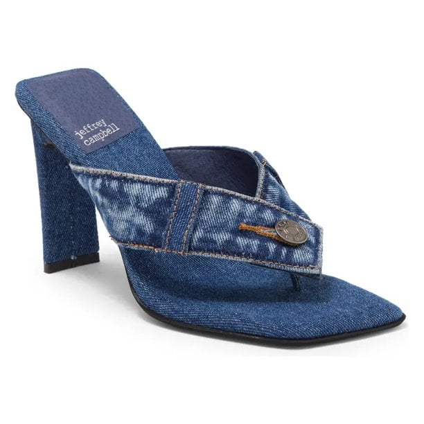 Jeffrey Campbell Genetic Blue Denim Jean Fashion Square Toe Slip