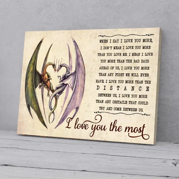 Poster Dragon Couple Heart Love, Prints Pan06630_2185 Wall Art, Unframed Prints For Home Or Office, Perfect Gift For Everyone, 8x12