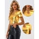 thumbnail image 2 of Camiseta Corta de Color Metálicos para Mujer Camiseta Brillante de Fiesta de Manga Corta Oro M, 2 of 6