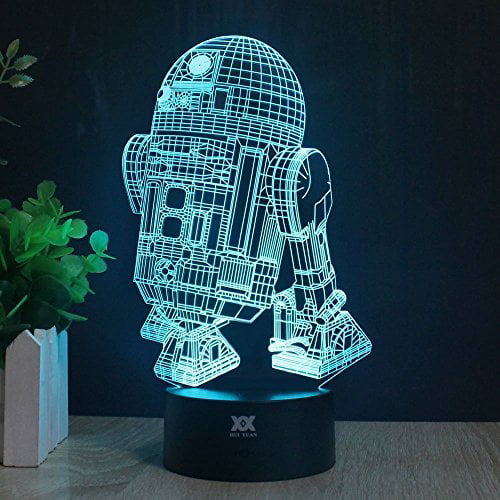 Star Wars R2-D2 Robot 3D Crystal Ball LED Night Light Table Desk Lamp Gift RGB 