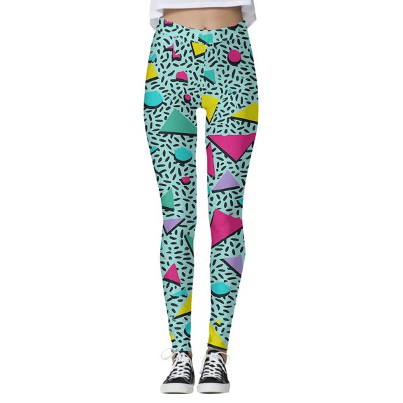 Womens Yoga Pants Stylish Print High Waist Lifting Stretchy Breathable Slim Fit Gym Pants for Workout Wear Multicolour L