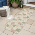 thumbnail image 6 of Entryway Runner Rug 19.7''x63'', Spring Floral Checkered Indoor Outdoor Front Door Mat with Non-Slip Rubber, Farmhouse Botanical Plaid Absorbent Runner Doormat for Hallway Kitchen Back Door Entrance, 6 of 9