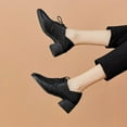 thumbnail image 3 of YDN Women Square Toe Lace up Oxford Shoes Comfortable Chunky Low Heels Pumps Professional Office Daily Size 10 Black, 3 of 4