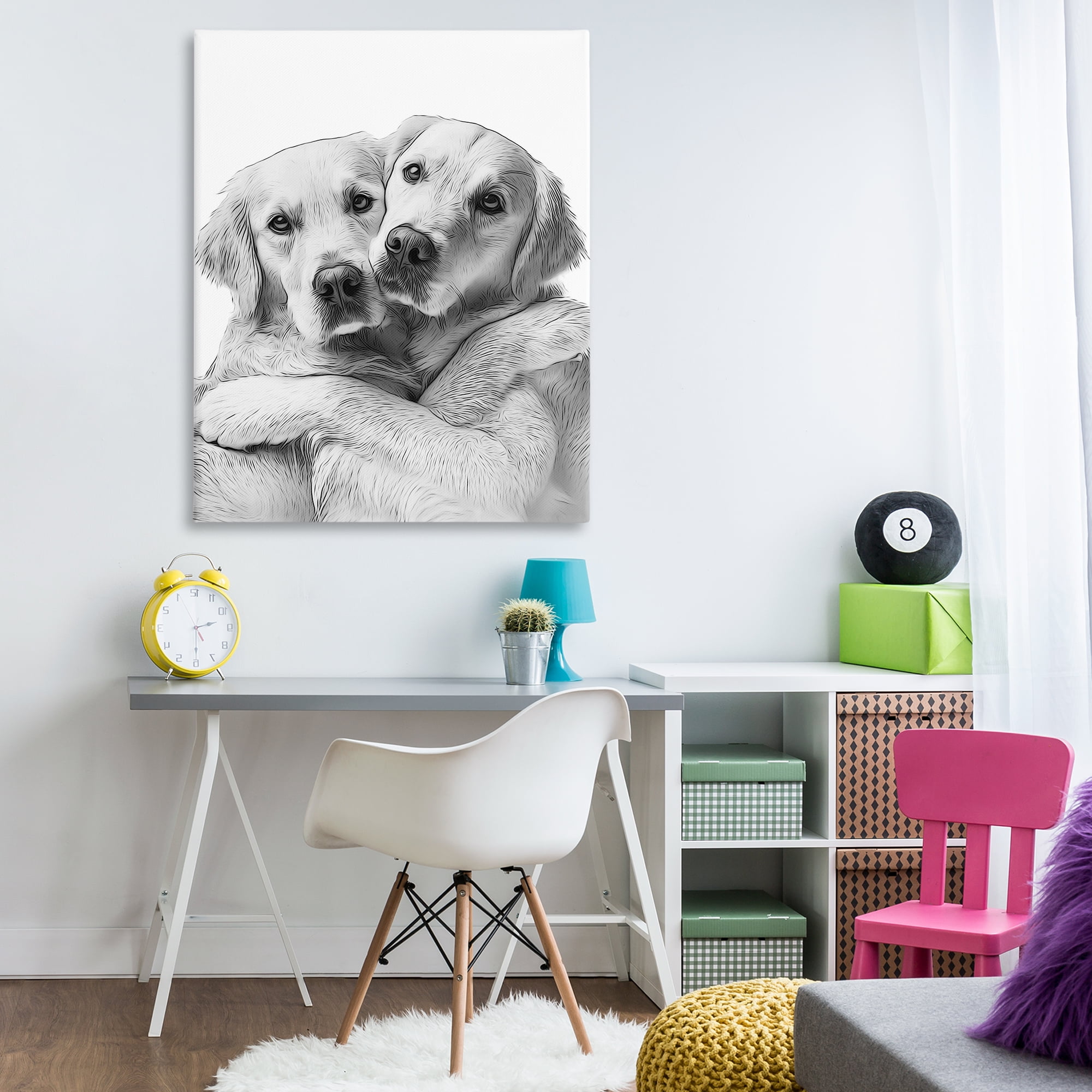 Stupell Industries Two Hugging Dogs Animals & Insects Painting Gallery Wrapped Canvas Art Print Wall Art, 36 x 48