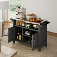 thumbnail image 3 of Easy Up Kitchen Island On Wheels, Spacious Resin Kitchen Cart with Storage Cabinet, Black Grill Table with Storage for Living Room, Courtyard, Outdoors, 3 of 8