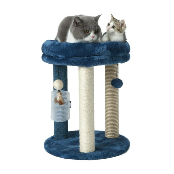 Arañador para gatos MECOOL con cama blanda en forma de torre, azul