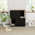 thumbnail image 7 of Double Layer Enclosed Cat Litter Box Cabinet with Scratching Posts, Mat, and Door - Wooden Furniture for Most Litter Boxes, 7 of 7