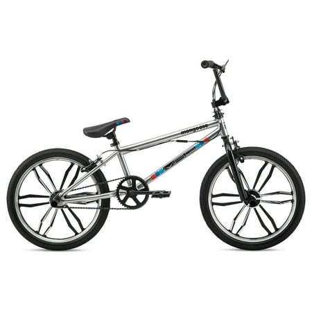 Mongoose Mongoose Grid Mag BMX Freestyle Bike, 20-Inch Wheels, Single Speed, Silver