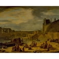 thumbnail image 2 of Jean-François Depelchin 24x20 Black Ornate Framed Double Matted Museum Art Print Titled: The Grande Galerie Du Louvre and Le Pont Royal, Seen from Port Saint-Nicolas (1800), 2 of 5