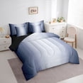 thumbnail image 3 of Homewish Gradient Deepblue White 7pcs Bedding Comforter Set,Stripes Print Queen Bedding Sets,Abstract Geometric Aesthetic Queen Sheet Sets For Kids,Microfiber Bedroom Decor Reversible, 3 of 8