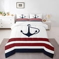 thumbnail image 1 of Erosebridal Anchor Comforter Sets Queen Size,Nautical Theme Bedding Queen Comforter Set,Stripes Decor,Reversible,3Pcs, 1 of 8