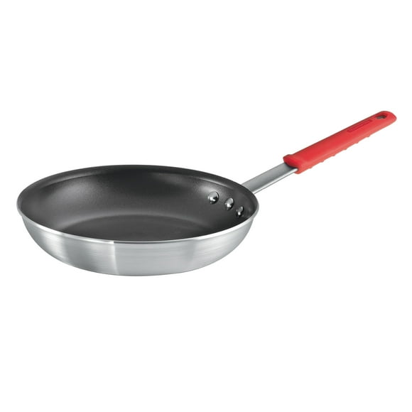 Tramontina Poêle à Frire Antiadhésive Professionnelle de 10 Pouces, Poêle en Aluminium de Forte Épaisseur avec Revêtement Antiadhésif Renforcé, Poignée Rouge, Lave-Vaisselle et Four