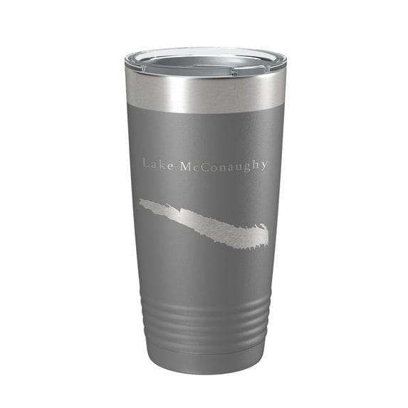 Lake McConaughy Map Tumbler Travel Mug Insulated Laser Engraved Coffee Cup Nebraska 20 oz Dark Gray